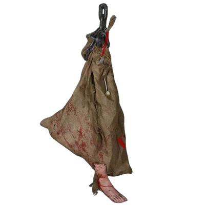 China Factory Hot Sale Halloween Scary Props Vibrating Bag Foot Hanging Ghost Horror Light Sound Hanging Decoration for sale