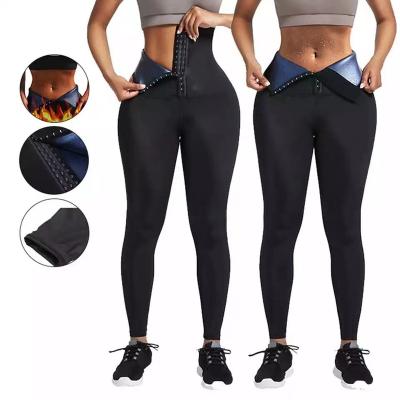 China Breathable High Waist Neoprene Sauna Pants Women Yoga Gaiters Fitness Lose Weight Tummy Control Waist Trainer Corset Leggings for sale