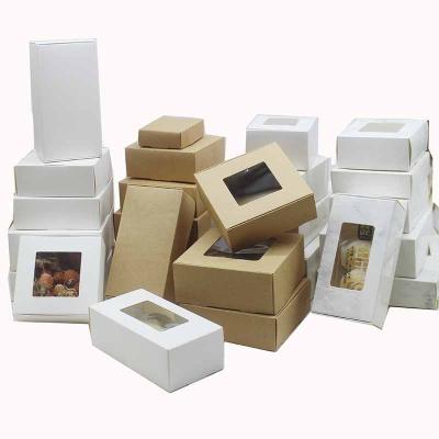 China Wholesale New Recyclable Customized Kraft Paper Bakery Box With Clear PVC Window Pastry Gift Box For Candy, And Other Customized Crafts for sale