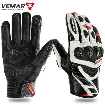 China Motocross Leather Riding Protector Glove Moto Luvas Motorcycle Gears Men Full Finger Vemar Motorbike Gloves Carbon Fiber for sale