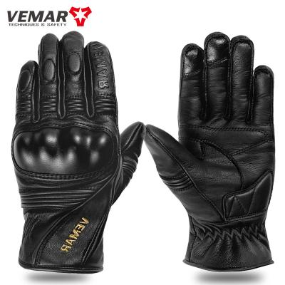 China Retro Protective Genuine Leather Motocross Men Classic Windproof / Breathable Motorcycle Gloves Racing Gloves Dirt Riding Bike Cycling Guantes Moto for sale