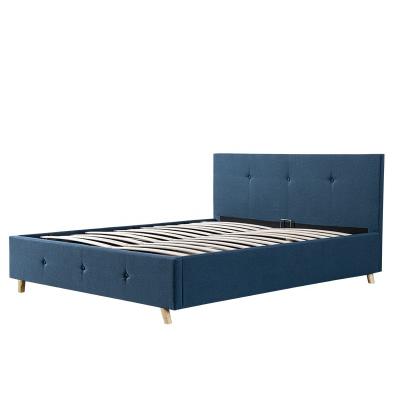 Cina Willsoon Furniture 1516G Blue Linen Buttoned Queen Size Headboard Storage Bed in vendita