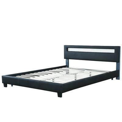 China Willsoon Furniture 1462-1 Black Leather Tufted Storage Bed With LED On Headboard for sale