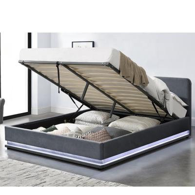 China Storage Willsoon Furniture 1467-1 Ottoman Lift Storage LED Leather Bed à venda