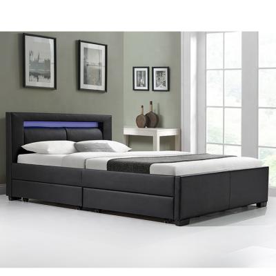 China Willsoon Furniture 1623-1DS Storage LED Light Headboard PU Leather Beds With Cheap Drawers à venda