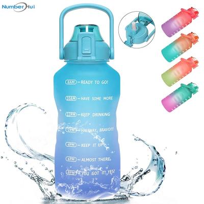 China Viable OEM Customize With Custom Logo Gym Kid Insulated Gallon Water Bottle With Time Marker Sport Motivational Plastic Water Bottles for sale