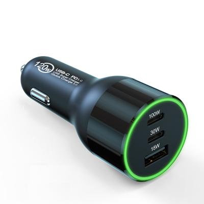 China PD 120W Universal 3 Ports Adapter Fast Car Charger Station Usb Fast Charging Charger for sale