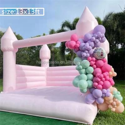 China Indoor and outdoor commercial grade entertainment rainbow bounce house pastel pink yellow green blue inflatables for sale for sale