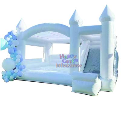 China Indoor and outdoor entertainment wedding party white bouncy castle bounce house with commercial slide bounce house slide for sale for sale