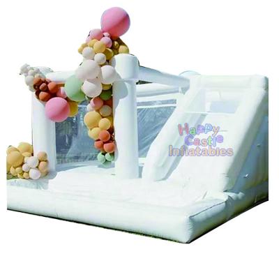 China Indoor And Outdoor Entertainment Wedding Party Cheap Price 15X13ft White Bounce House With Ball Pit And Slides For Sale for sale