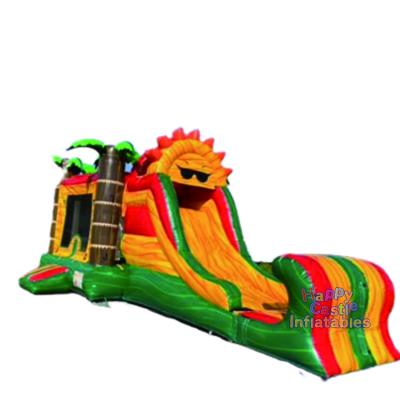 China Super Inflatable Combo Inflatable Mario Bounce House Water Slide Mario Castle Entertainment Indoor And Outdoor Tropical Palm Tree Design for sale