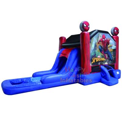 China High quality indoor and outdoor commercial spiderman bounce house moon bounce inflatables inflatable water slide with art board for sale