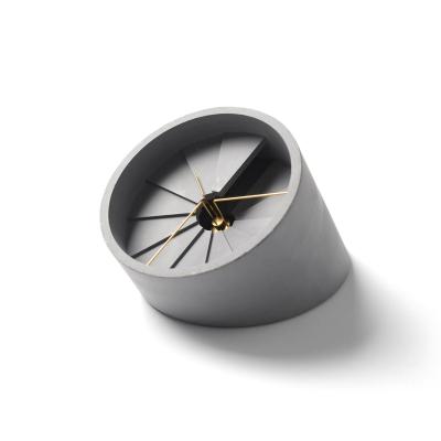 China 22STUDIO Modern Minimalist Office Clock Modern Concrete 4 Dimensional Clock Unique Gray Quartz Desk Clock for sale