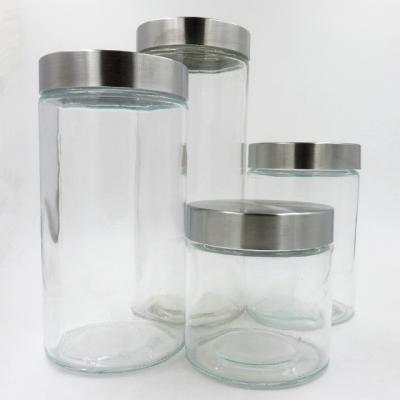 China Hot-selling sustainable glass food storage jar for canning and storing with metal lid for sale