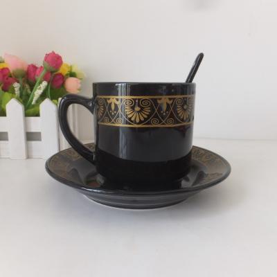 China Sustainable Wholesale Custom Logo Black Zibo Coffee Mug Set Ceramic Mug With Plate for sale