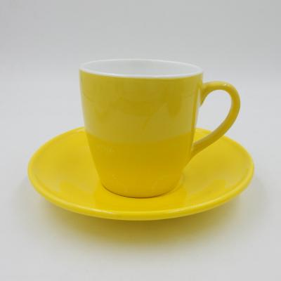 China Viable Custom Yellow Saucer Tableware Ceramic Coffee Tableware Set for sale