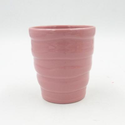 China Eco - Friendly Color Glazed Ceramic Flower Pot For Succulent Plant With Raised Pattern for sale