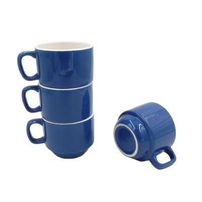 China Viable Royal Blue Mug Set 4pcs Stacking Coffee Mug For Promotional Item for sale