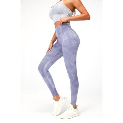 China Breathable European Beauty High Waist Hip Lift Sports Butt Tight Outdoor Running Fitness Peach Tie Dye High Quality Yoga Pants for sale