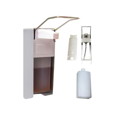 China Double Soap Dispenser Elbow Sanitizer Wall Mounted Aluminum Disinfectant Dispenser Hospital Hygienic Dispenser for sale