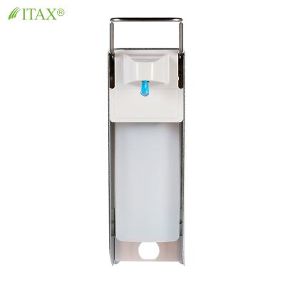 China Hot Sale Aluminum Material Sprayer Type Soap Dispenser Double Elbow Sanitizer Dispenser For Hospital for sale