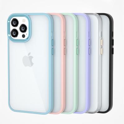 China Clear Shockproof Luxury TPU PC Phone Case for Iphone 13 pro 12 11 max X XR with Metal Lens Frame for sale