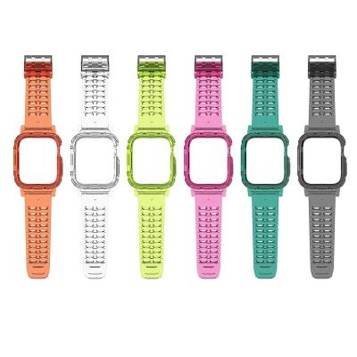 China Fashion Custom Crystal Clear Rugged Protective Case Strap Bands 38/40mm, 42/44mm Band For Apple Watch for sale