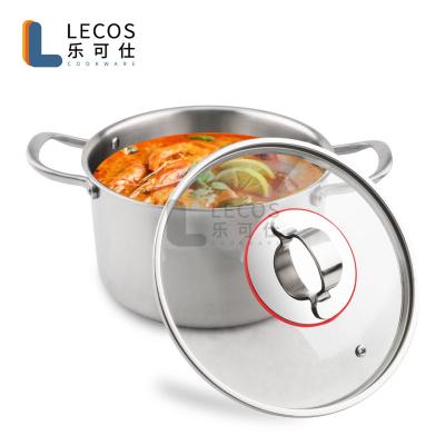 China Tri Fold Universal Stainless Steel Pot Stainless Steel Soup Pot Pan With Glass Lid for sale