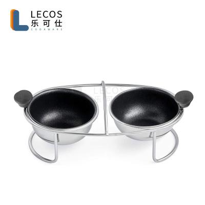 China Viable Stainless Steel Egg Poachers With 2 Pcs Egg Cup With Full Non Stick Coating for sale