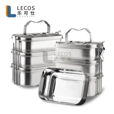 China 3 Layer Tiffin Lunch Box Stainless Steel Food Carrier Potato Spaghetti Carrier Viable Portable Snack Bento for sale