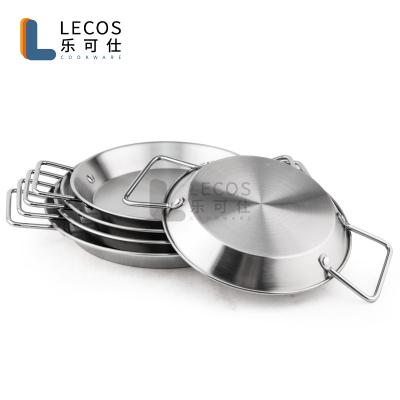 China Multifunctional Stocked Stainless Steel Paella Pan Spanish Seafood Wok Double Handle Pasta Dish For Restaurant for sale