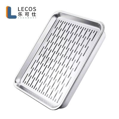 China Viable Stainless Steel Oven And Grill Roasting Rack Set Pan And Cooling Rack Baking Cookie Tray Roasting Pan for sale