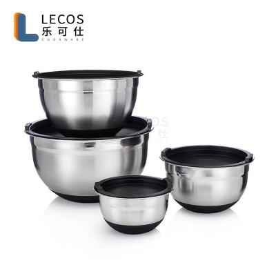 China Viable Hot Sales Silicon Stainless Steel Non-Slip Mixing Salad Bowl for sale