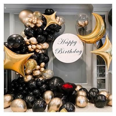 China Durable Birthday Decorations for Women, Black and Gold Balloons Garland Arch Kit Party Moon Star Balloons Decorations for 18th 30th Fortieth for sale