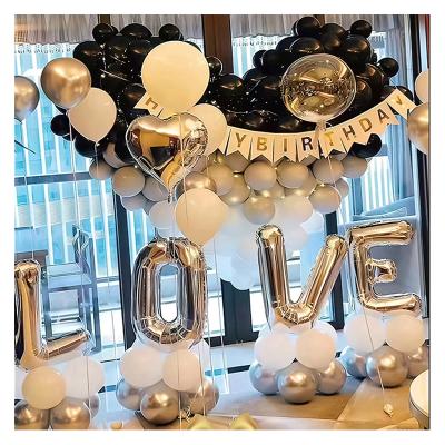 China Durable Love Themed Balloons Set Heart Black And White Inflatable Love Balloons For Party Decoration Valentine's Day Wedding for sale