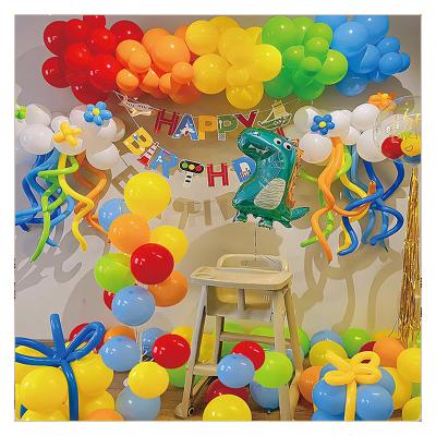 China Birthday Gift Rainbow Neon Balloons For Party Decoration Dinosaur Balloon With Happy Birthday Banner For Boys Girls Kids for sale