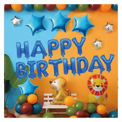 China Birthday Party Favor Balloons for Girls Boys Baby Blue Birthday Happy Letters Self Inflating Balloons with Lion Animals and Star for sale