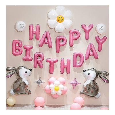 China Pink Birthday Party Balloons for Girls Kids Birthday Party Home Decoration Cute Rabbit Flowers Shaped Inflatable Balloons for sale