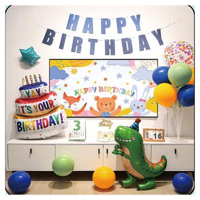 China Birthday Party Balloons and Banner Decoration Kits with Dinosaur and Cake Shaped Balloon for Party Home Decor, Balloon Garland for Kid for sale