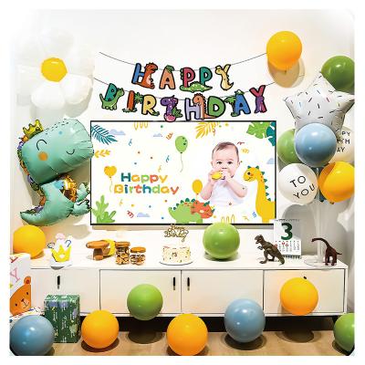 China Birthday Party Dinosaur Birthday Party Decoration with Star Daisy Shaped Balloons, Inflatable Printed Balloons for Home Room Indoor Decoration for sale