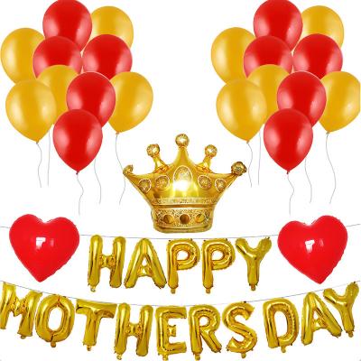 China Party decoration direct selling mother's day balloon set with happy mothers day foil balloon banner with gold crown and heart shaped balloon for sale