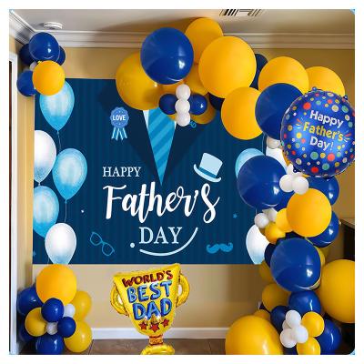 China Party Decoration China Supplier Cheap Reusable Happy Fathers Day Balloon Kit With Navy Backdrop And World's Best Dad Trophy For Fathers Day Decor for sale