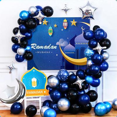 China Wholesale High Quality Metallic Blue Blue Series Foil Ramadan Decorations 2023 Balloon With Silver Star For Party Balloon for sale