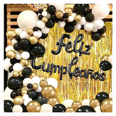 China Black& White&Black White Balloons Garland Arch Kit with Gold Tassel Fringe Curtain, Party Balloons for Birthday Party Decoration for sale