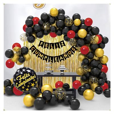 China Black& Gold Black and Balloons Garland Kit with Confetti Dots, Black Gold Balloon Banner for Wedding Birthday Party Balloon for sale