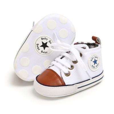 China Factory Wholesale Flat Classic Canvas Sole Soft Walker Toddler Pre Customize Baby Shoes for sale