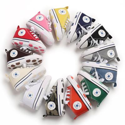 China Custom Material Anti-odor 50+ Color OEM ODM Design Logo Packaging Canvas First Walker Boy Girl Baby Shoes for sale