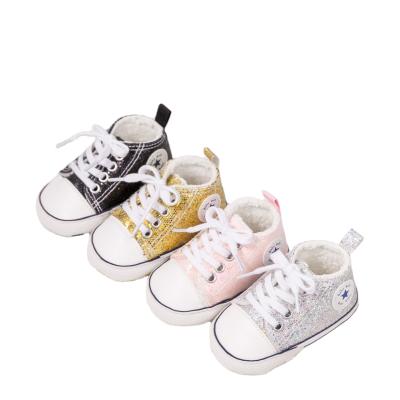 China MOQ 1 High Quality Anti-odor Canvas For Baby Loafers Glitter Shoes Durable Toddler Anti-Slippery Shoes for sale