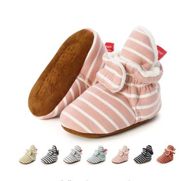 China Breathable Whole Cotton Fabric Striped Print Boy Girl Sock Booties Crib Infant Baby Indoor Socks for sale