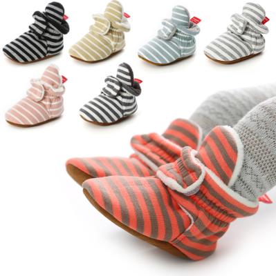 China Anti-odor OEM/ODM factory 2020 new cotton fabric striped booties kids crib custom baby shoes 2020 for sale